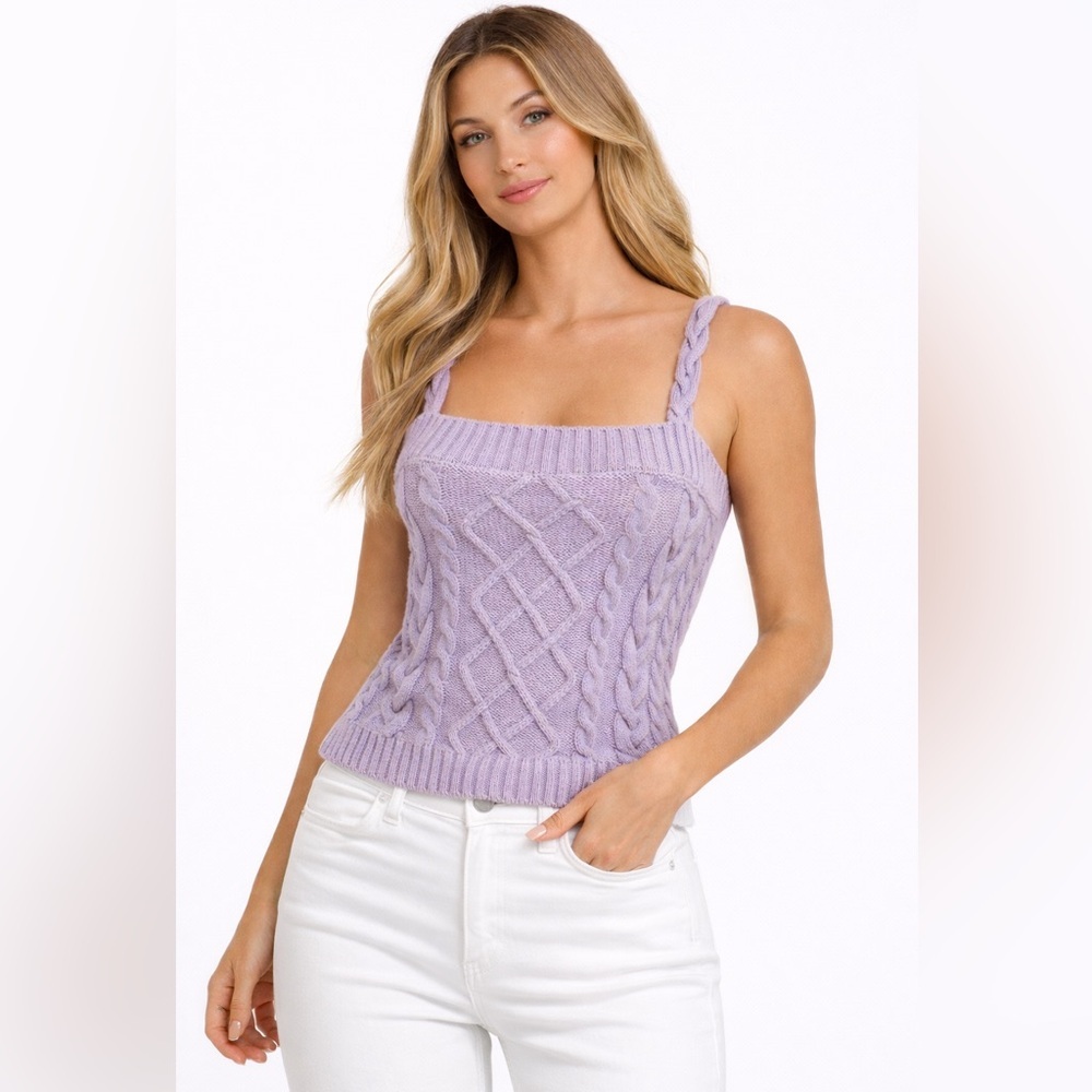 27 Miles Lavender Cable Knit Tank Top